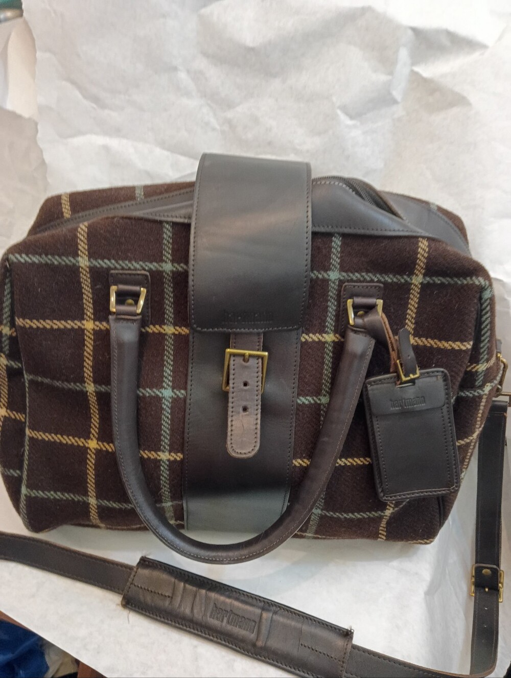 Hartmann Leather Wool  Duffle Mens Work Luxury Bag  Rare